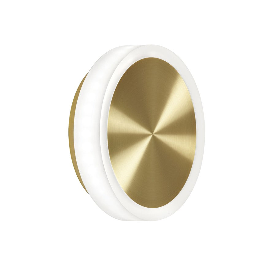 Dainolite Topaz 1-Light Wall Sconce | Modern Aged Brass Metal and White Acrylic | Bathroom & Hallway Accent | 1.5 x 6 x 6 in | Model TOP-612LEDW-AGB