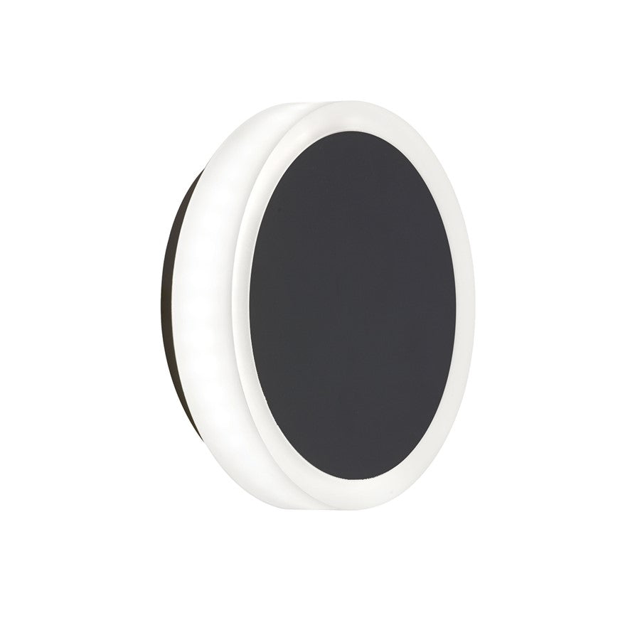 Dainolite Topaz 1-Light Wall Sconce | Modern Matte Black Metal and White Acrylic | Bathroom & Hallway Accent | 1.5 x 6 x 6 in | Model TOP-612LEDW-MB