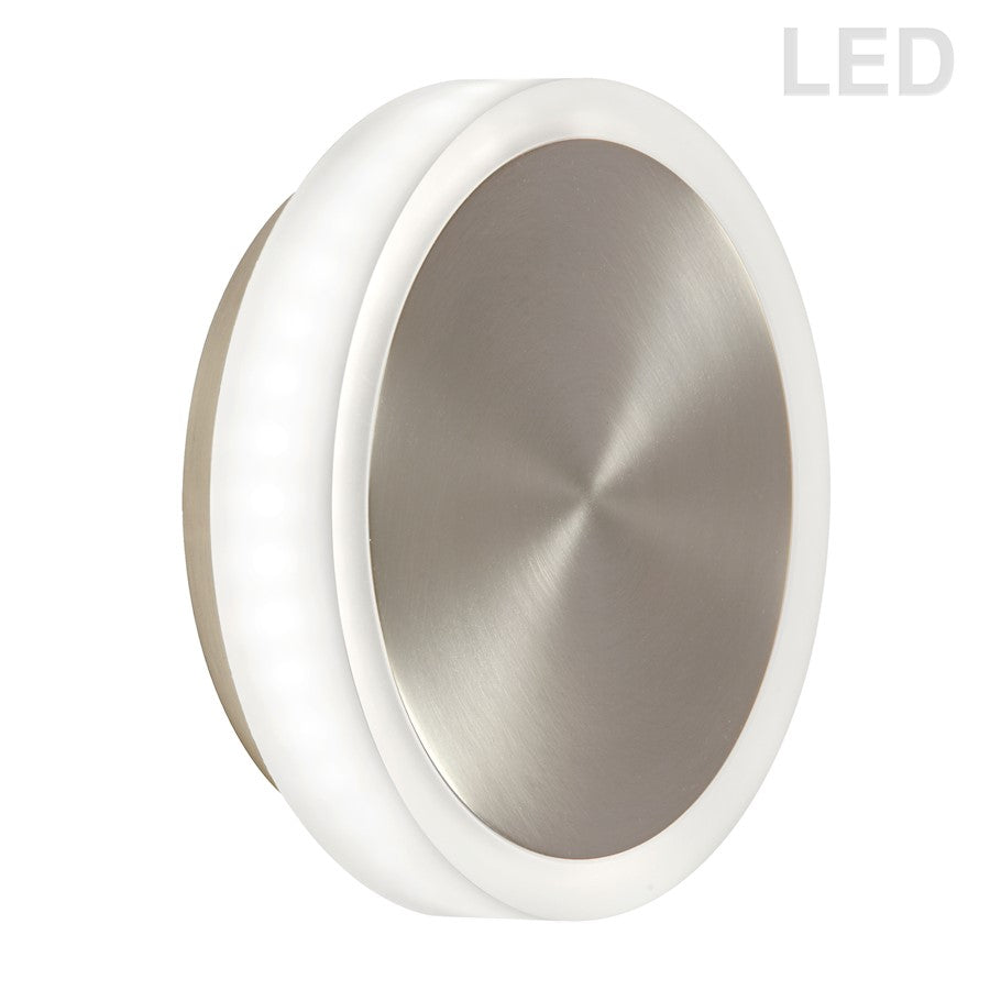 Dainolite Topaz 6in 1-Light LED Wall Sconce | Modern Satin Chrome and White Acrylic | Bathroom Vanity & Hallway | 6 x 6 x 1.5 in | Model TOP-612LEDW-SC