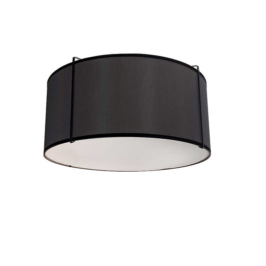 Dainolite Trapezoid 12in 2-Light Flush Mount | Contemporary Black Fabric Drum Shade | Bedroom & Hallway Ceiling Light | 12 x 12 x 8 in | Model TRA-121FH-BK