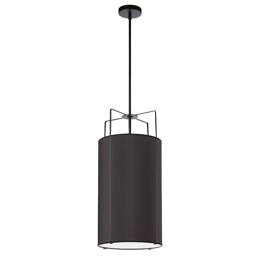 Dainolite Trapezoid 12in 4-Light Pendant | Black Fabric Drum Shade | Kitchen Island & Dining Room | 12 x 12 x 25 in | Model TRA-124P-BK