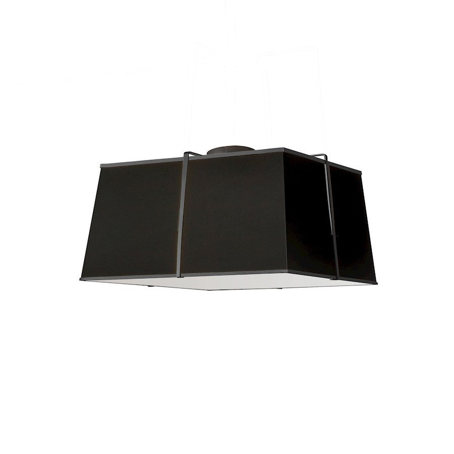 Dainolite Trapezoid 16in 3-Light Flush Mount | Contemporary Black Fabric Tapered Square Shade | Bathroom & Hallway Ceiling Light | 16 | Model TRA-163FH-BK