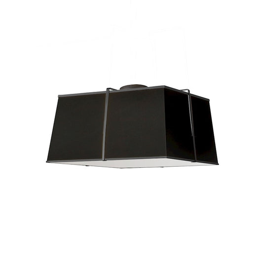 Dainolite Trapezoid 16in 3-Light Flush Mount | Contemporary Black Fabric Tapered Square Shade | Bathroom & Hallway Ceiling Light | 16 | Model TRA-163FH-BK