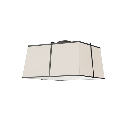 Dainolite Trapezoid 16in 3-Light Flush Mount | Contemporary Cream Fabric and Black Metal | Bedroom & Hallway | 16 x 16 x 8 in | Model TRA-163FH-BK-CRM