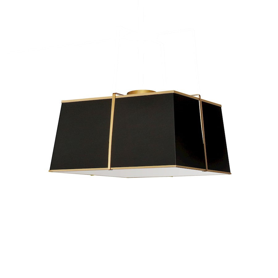 Dainolite Trapezoid 16in 3-Light Flush Mount | Contemporary Black and Gold Fabric | Bedroom & Hallway Ceiling Light | 16 x 16 x 8 | Model TRA-163FH-GLD-BK