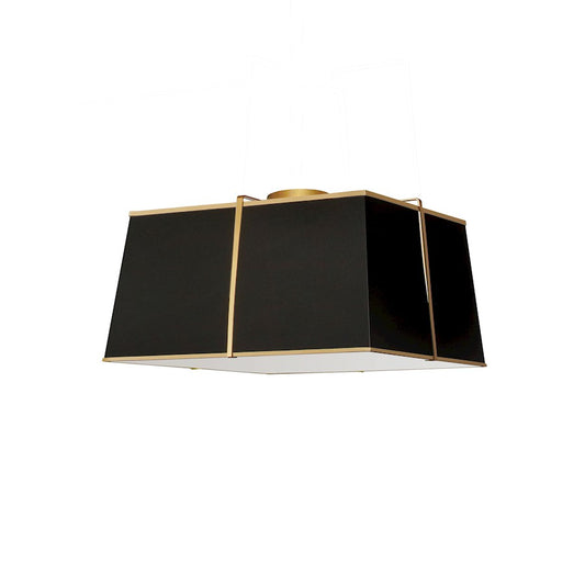 Dainolite Trapezoid 16in 3-Light Flush Mount | Contemporary Black and Gold Fabric | Bedroom & Hallway Ceiling Light | 16 x 16 x 8 | Model TRA-163FH-GLD-BK