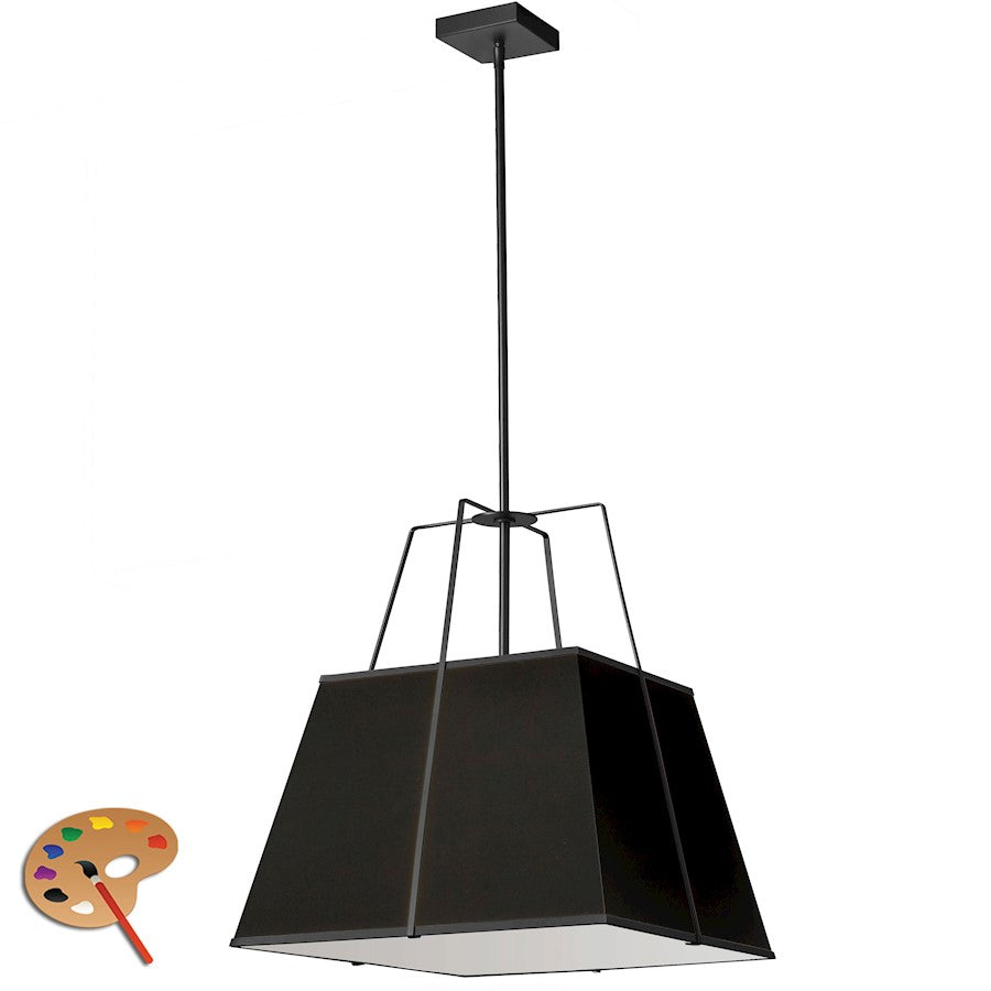 Dainolite Trapezoid 18in 1-Light Pendant | Contemporary Black Fabric Tapered Drum | Kitchen Island & Dining Room | 18 x 18 x 20 in | Model TRA-181P-BK