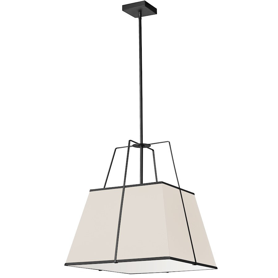 Dainolite Trapezoid 18in 1-Light Pendant | Contemporary Cream Fabric and Black Metal | Kitchen Island & Dining Room | 18 x 18 x 20 | Model TRA-181P-BK-CRM