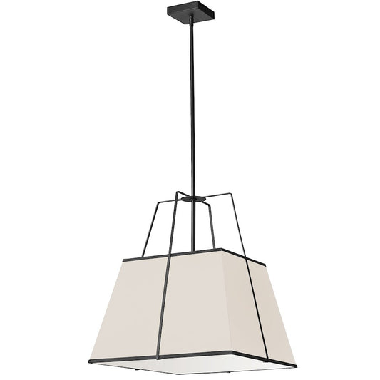 Dainolite Trapezoid 18in 1-Light Pendant | Contemporary Cream Fabric and Black Metal | Kitchen Island & Dining Room | 18 x 18 x 20 | Model TRA-181P-BK-CRM