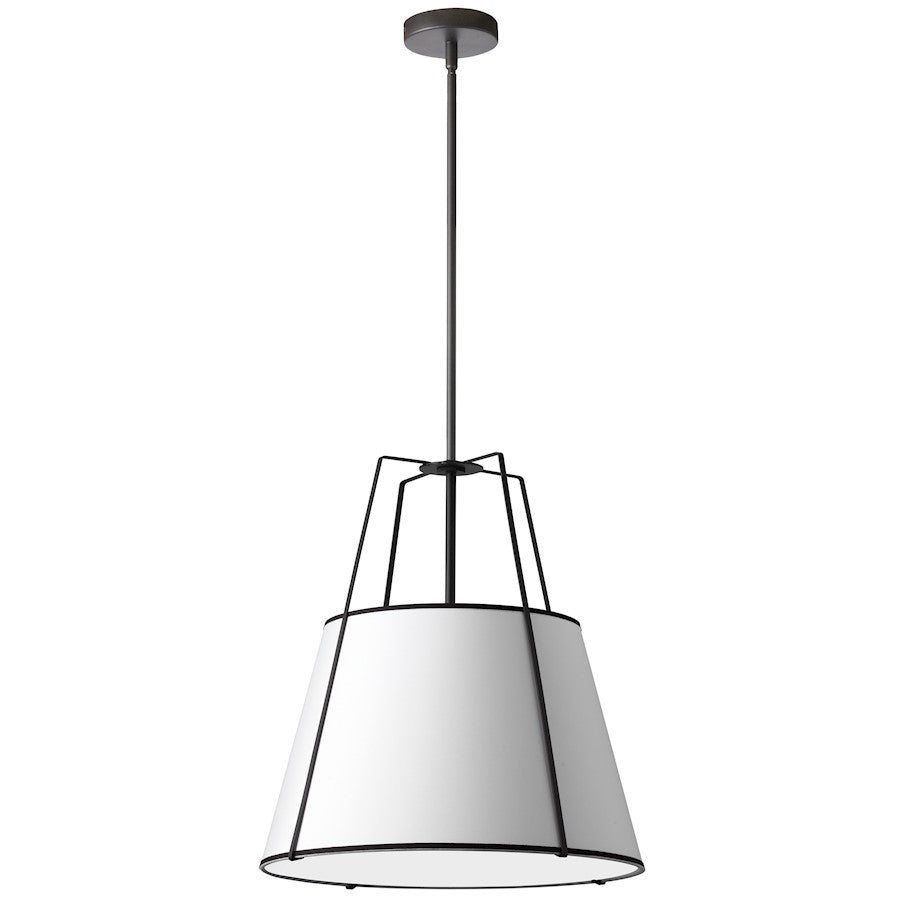 Dainolite Trapezoid 18in 1-Light Pendant | Contemporary Matte Black and White Fabric | Kitchen Island & Dining Room | Model TRA-1P-BK-WH