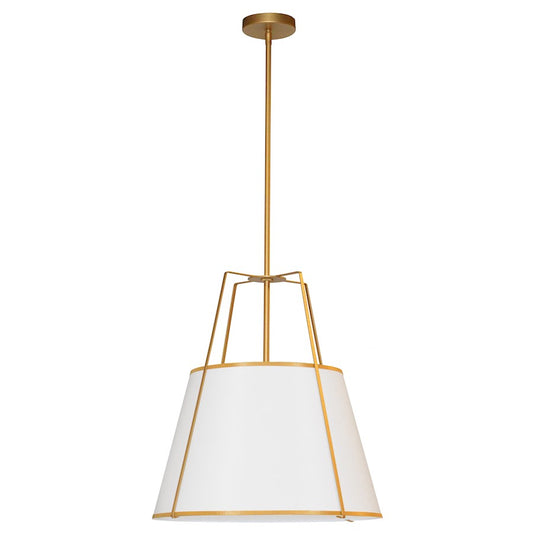 Dainolite Trapezoid 18in 1-Light Pendant | Painted Gold and White Hardback Fabric | Kitchen Island & Dining Room | Model TRA-1P-GLD-WH