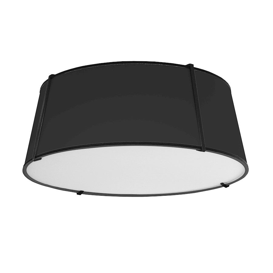 Dainolite Trapezoid 22in 4-Light Flush Mount | Contemporary Black Fabric and Metal | Damp-Rated Bedroom & Hallway | 22 x 22 x 8 in | Model TRA-224FH-BK