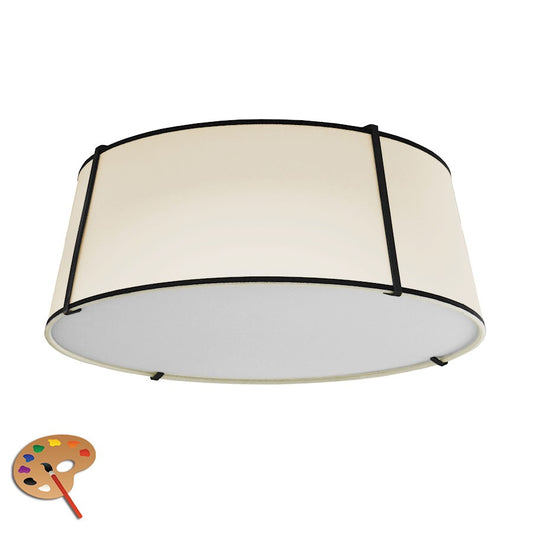 Dainolite Trapezoid 22in 4-Light Flush Mount | Cream Fabric Shade and Black Metal Frame | Hallway & Bathroom Damp Rated | Model TRA-224FH-BK-CRM