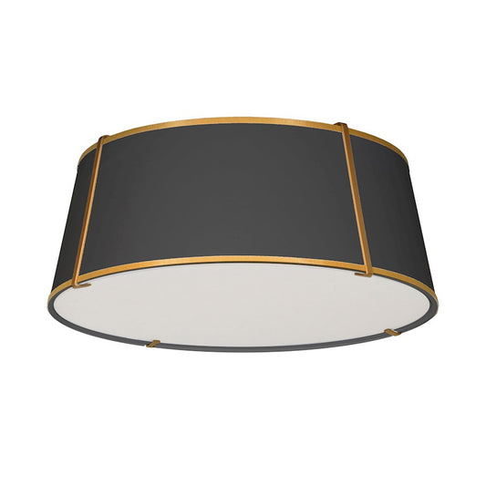 Dainolite Trapezoid 22in 4-Light Flush Mount | Black Fabric Shade and Gold Metal Frame | Hallway & Bathroom Damp Rated | Model TRA-224FH-GLD-BK