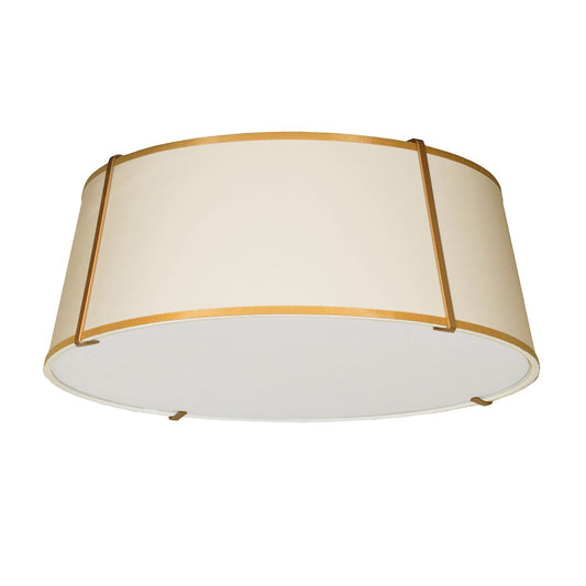 Dainolite Trapezoid 22in 4-Light Flush Mount | Cream Fabric and Gold Metal | Bedroom & Hallway | 22 x 22 x 8 in | Model TRA-224FH-GLD-CRM