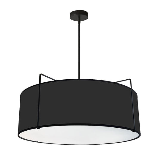 Dainolite Trapezoid 24in 4-Light Pendant | Black Fabric and Black Metal | Kitchen Island & Dining Room | 24 x 24 x 10 in | Model TRA-244P-BK