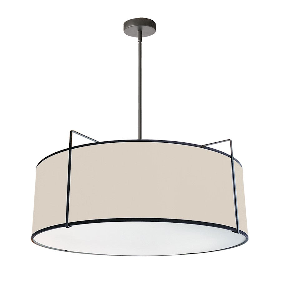 Dainolite Trapezoid 24in 4-Light Pendant | Cream Fabric and Black Metal | Kitchen Island & Dining Room | 24 x 24 x 10 in | Model TRA-244P-BK-CRM
