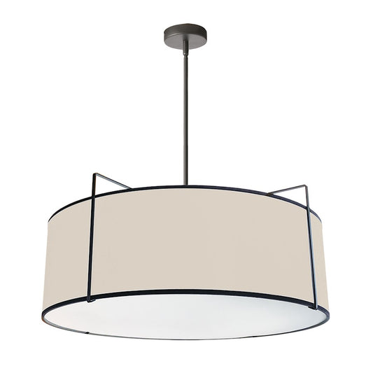 Dainolite Trapezoid 24in 4-Light Pendant | Cream Fabric and Black Metal | Kitchen Island & Dining Room | 24 x 24 x 10 in | Model TRA-244P-BK-CRM