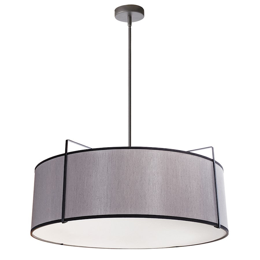 Dainolite Trapazoid 24in 4-Light Pendant | Industrial Black Metal and Grey Fabric Shade | Kitchen Island & Dining Room | 24 x 24 x | Model TRA-244P-BK-GRY