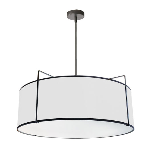 Dainolite Trapazoid 24in 4-Light Pendant | Contemporary Black and White Fabric Drum | Kitchen Island & Dining Room | Model TRA-244P-BK-WH
