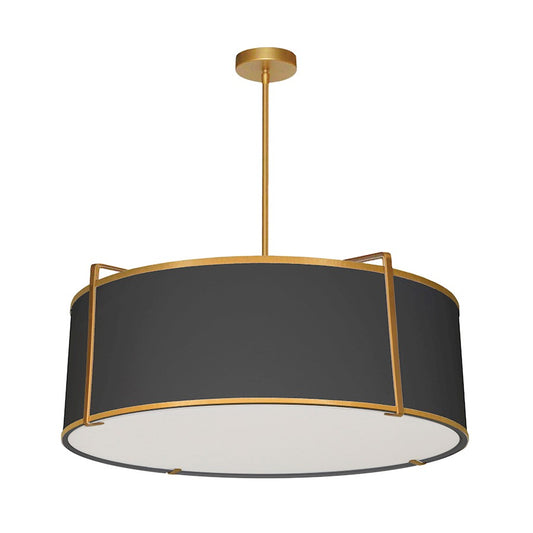 Dainolite Trapazoid 24in 4-Light Pendant | Contemporary Gold and Black Metal Drum | Kitchen Island & Dining Room | Model TRA-244P-GLD-BK