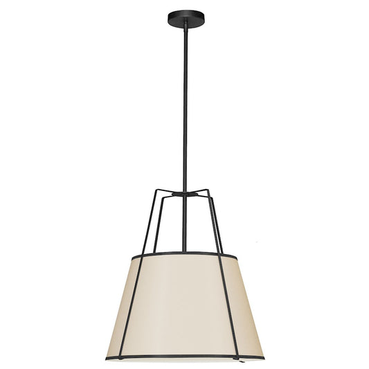 Dainolite Trapezoid 18in 3-Light Pendant | Contemporary Cream Fabric and Black Metal | Kitchen Island & Dining Room | Model TRA-331P-BK-CRM
