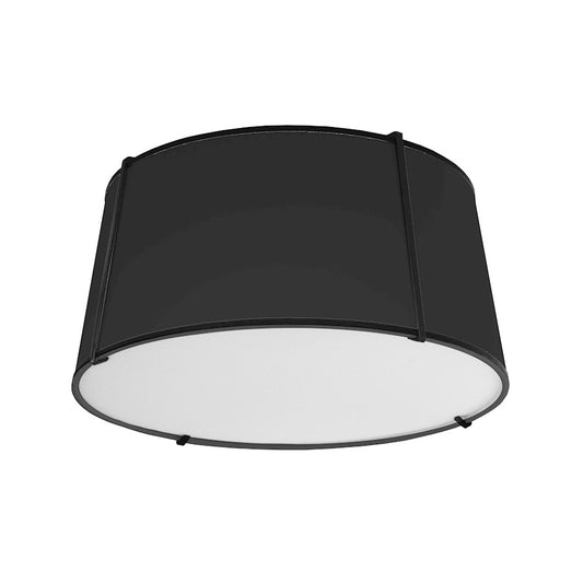 Dainolite Trapezoid 16in 3-Light Flush Mount | Contemporary Black Fabric and Metal | Hallway & Bedroom | 16 x 16 x 8 in | Model TRA-3FH-BK
