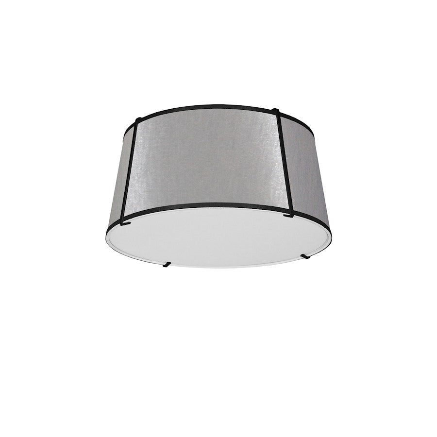 Dainolite Trapezoid 16in 3-Light Flush Mount | Contemporary Matte Black and White Hardback Shade | Bedroom & Hallway | 16 x 16 x 8 | Model TRA-3FH-BK-GRY