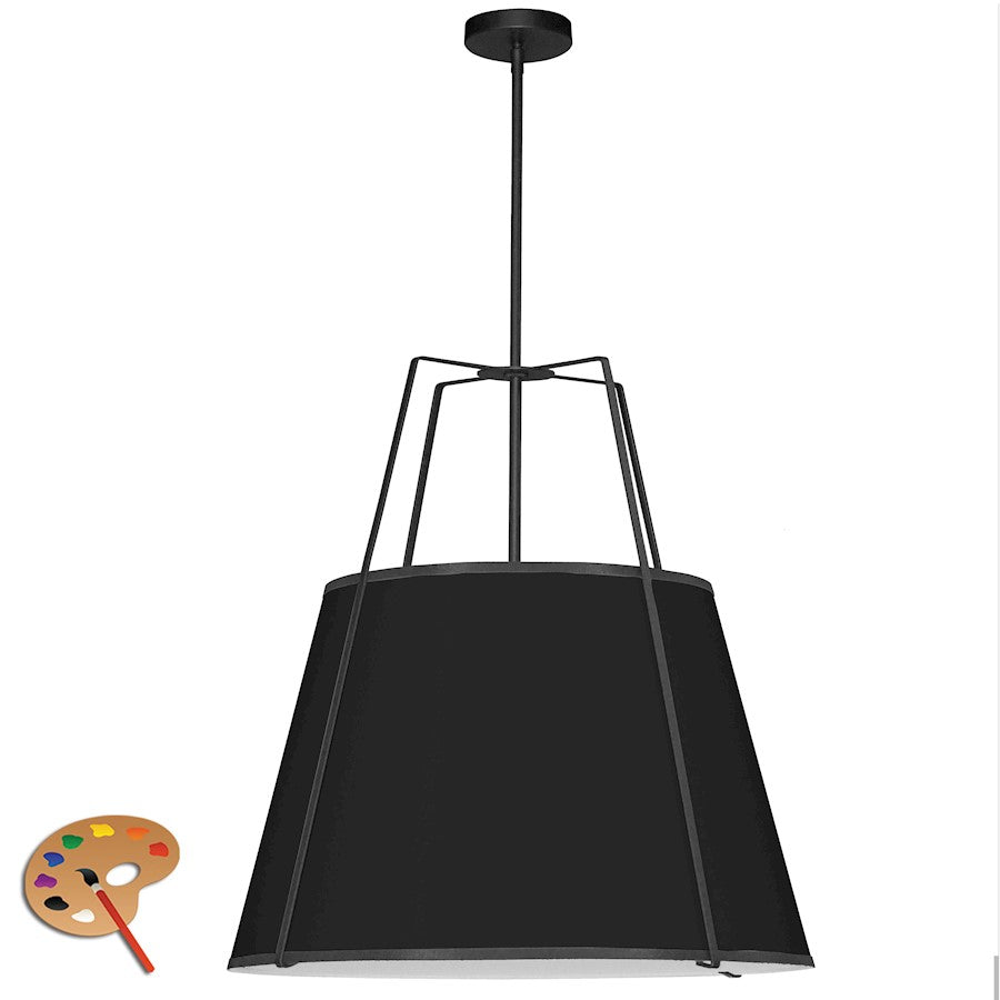 Dainolite Trapezoid 24in 3-Light Pendant | Contemporary Black Fabric Tapered Drum Shade | Kitchen Island & Dining Room | 24 x 24 x 26 in | Model TRA-3P-BK