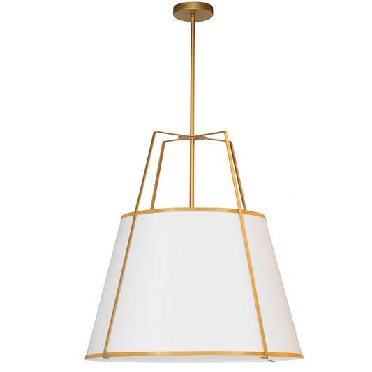 Dainolite Trapezoid 24in 3-Light Pendant | Contemporary Gold and White Hardback | Kitchen Island & Dining Room | 24 x 24 x 16 in | Model TRA-3P-GLD-WH