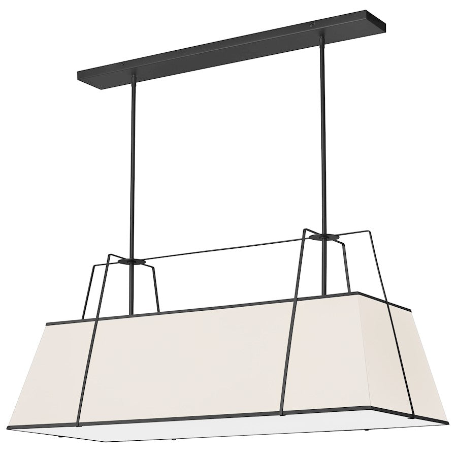 Dainolite Trapezoid 44in 4-Light Chandelier | Contemporary Cream Fabric and Black Metal | Kitchen Island & Dining Room | 18 x 44 | Model TRA-444HC-BK-CRM