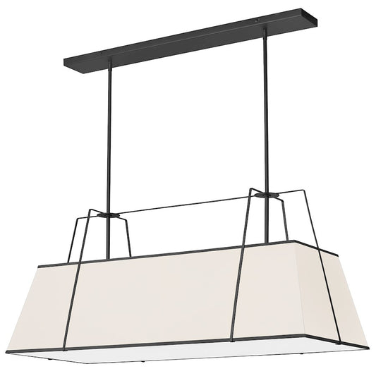 Dainolite Trapezoid 44in 4-Light Chandelier | Contemporary Cream Fabric and Black Metal | Kitchen Island & Dining Room | 18 x 44 | Model TRA-444HC-BK-CRM