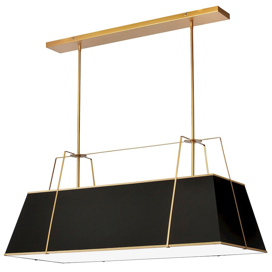 Dainolite Trapezoid 44in 4-Light Chandelier | Contemporary Black Fabric and Gold Metal | Dining Room & Living Room | 18 x 44 x 12 | Model TRA-444HC-GLD-BK