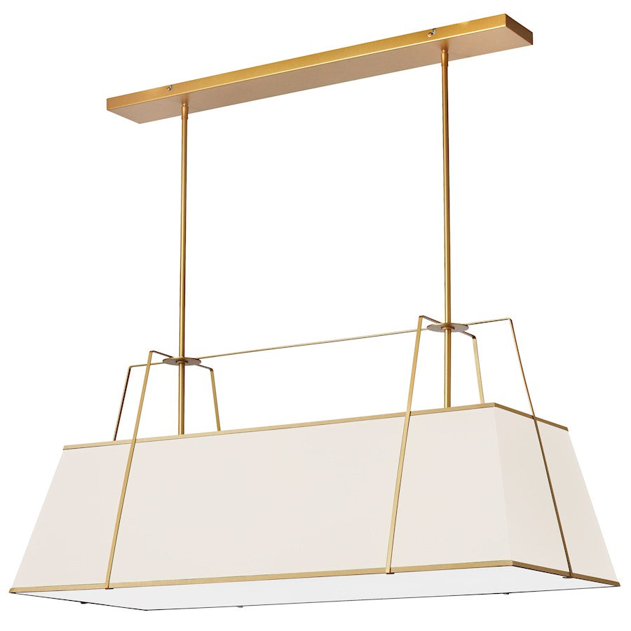 Dainolite Trapezoid 44in 4-Light Chandelier | Contemporary Cream Fabric and Gold Metal | Dining Room & Living Room | 18 x 44 x | Model TRA-444HC-GLD-CRM