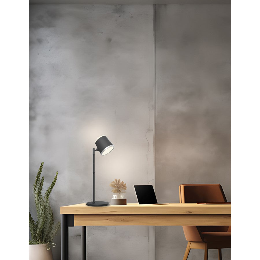 Dainolite Tram 6in 1-Light LED Task Lamp | Modern Matte Black Metal | Bedroom & Office Desk | 6 x 6 x 13 in | Model TRM-175LEDT-MB