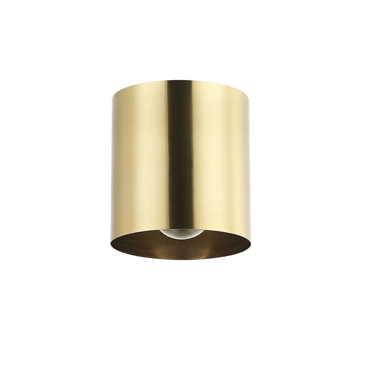 Dainolite Theron 5in 1-Light Flush Mount | Contemporary Aged Brass Metal | Hallway & Bathroom Ceiling Light | 5 x 5 x 6.5 in | Model TRN-41FH-AGB