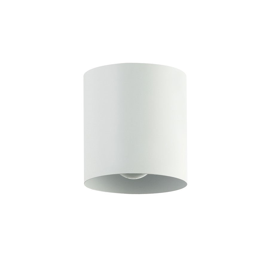 Dainolite Theron 5in 1-Light Flush Mount | Contemporary Matte White Metal | Hallway & Bedroom Ceiling Light | 5 x 5 x 6.5 in | Model TRN-41FH-MW