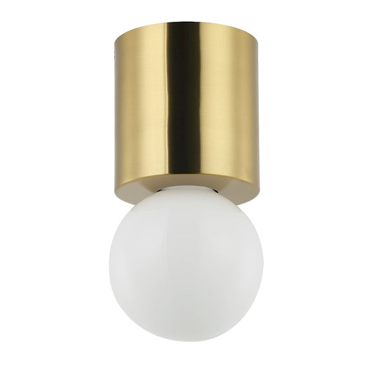 Dainolite Theron 1-Light Flush Mount | Contemporary Aged Brass Metal | Hallway & Bedroom Ceiling Light | 5in Diameter, Dimmable | Model TRN-51FH-AGB