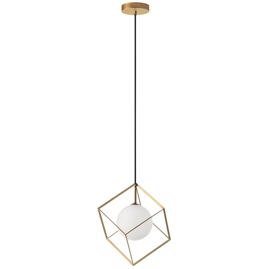 Dainolite Thomson 11in 1-Light Pendant | Modern Gold and White Glass | Kitchen Island & Dining Room | 11 x 11 x 13 in | Model TSN-1P-GLD