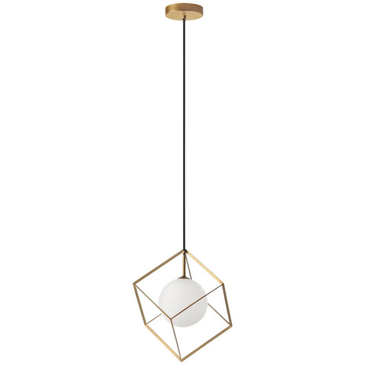 Dainolite Thomson 11in 1-Light Pendant | Modern Gold and White Glass | Kitchen Island & Dining Room | 11 x 11 x 13 in | Model TSN-1P-GLD