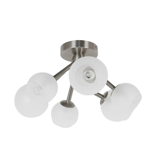 Dainolite Tanglewood 17in 6-Light Semi-Flush | Satin Chrome and Frosted Glass | Bedroom & Hallway | 17 x 17 x 10 in | Model TWD-166SF-SC