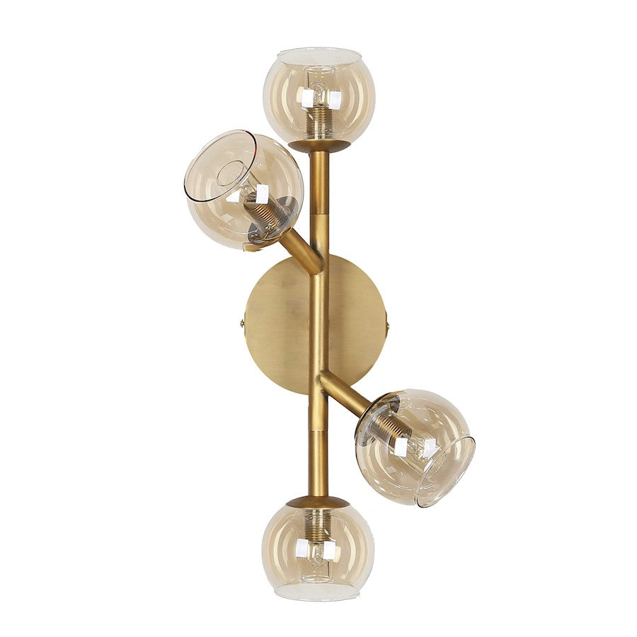 Dainolite Tanglewood 17in 4-Light Wall Sconce | Contemporary Vintage Bronze and Champagne Glass | Living Room & Hallway Accent | 6 x | Model TWD-174W-VB