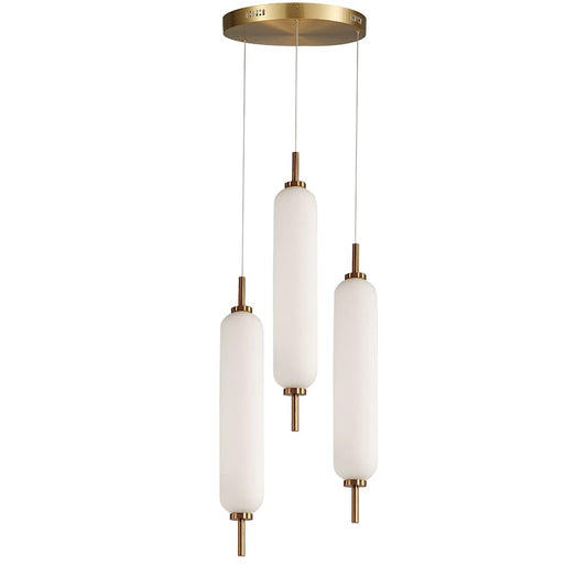 Dainolite Typha 12in 3-Light Multi Pendant | Aged Brass and White Glass | Kitchen Island & Dining Room | 12 x 12 x 14 in | Model TYA-1230LEDP-AGB