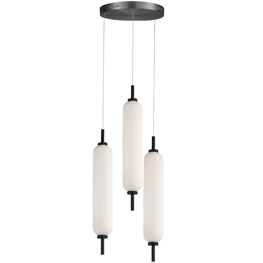 Dainolite Typha 12in 3-Light Pendant | Modern Matte Black and White Glass | Kitchen Island & Dining Room | 12 x 12 x 14 in | Model TYA-1230LEDP-MB