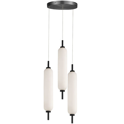 Dainolite Typha 12in 3-Light Pendant | Modern Matte Black and White Glass | Kitchen Island & Dining Room | 12 x 12 x 14 in | Model TYA-1230LEDP-MB
