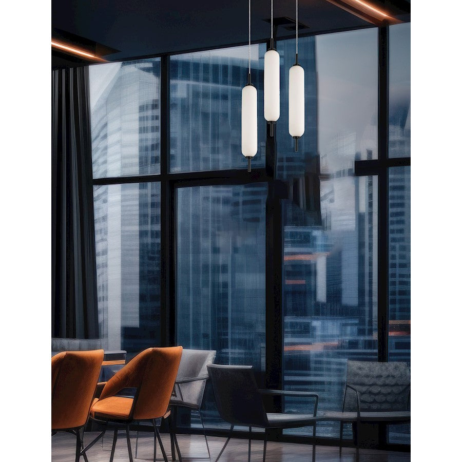 Dainolite Typha 12in 3-Light Pendant | Modern Matte Black and White Glass | Kitchen Island & Dining Room | 12 x 12 x 14 in | Model TYA-1230LEDP-MB