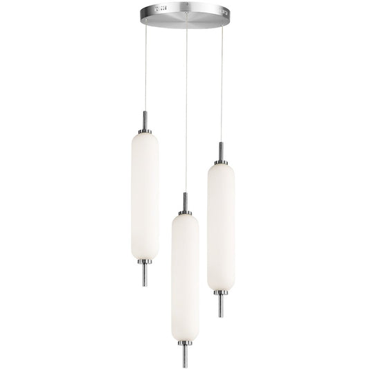 Dainolite Typha 12in 3-Light Pendant | Modern Polished Chrome and White Glass | Kitchen Island & Dining Room | 12 x 12 x 14 in | Model TYA-1230LEDP-PC