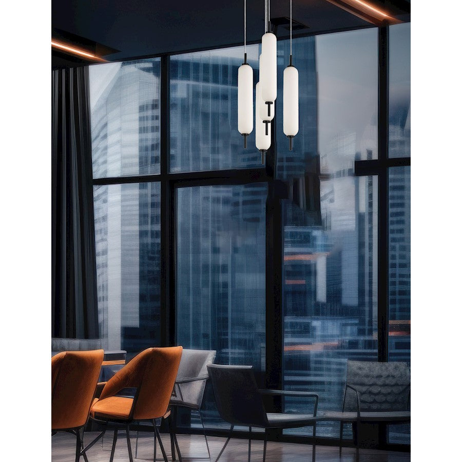 Dainolite Typha 12in 5-Light Pendant | Modern Matte Black and White Glass | Kitchen Island & Dining Room | 12 x 12 x 14 in | Model TYA-1250LEDP-MB