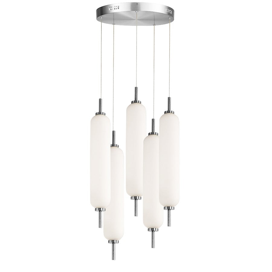 Dainolite Typha 12in 5-Light Multi Pendant | Modern Polished Chrome and White Glass | Kitchen Island & Dining Room | Model TYA-1250LEDP-PC