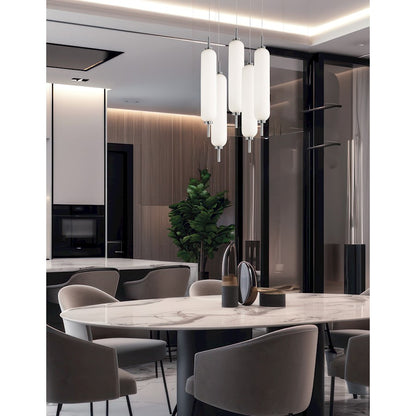Dainolite Typha 12in 5-Light Multi Pendant | Modern Polished Chrome and White Glass | Kitchen Island & Dining Room | Model TYA-1250LEDP-PC